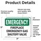 Signmission Fireplace Gas Shutoff Valve Emergency Sign, Vinyl Decal, 7in W x 5in L, 2PK OS-2PACK-EM-D-57-L-10365 - alternate 2